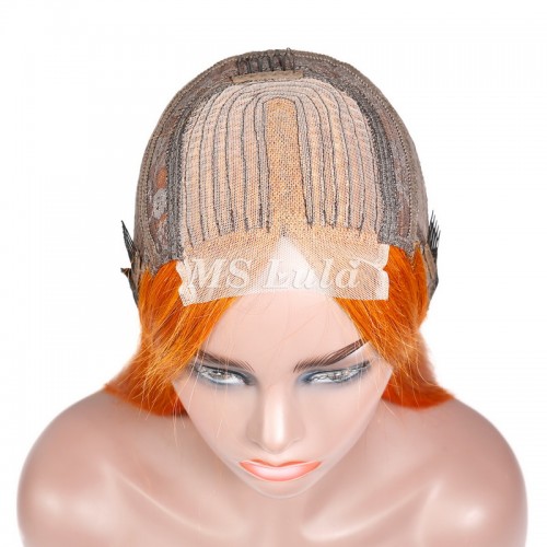 Orange Ginger Color Straight T Part BOB Lace Wig | Human Hair Wig | Lace Front